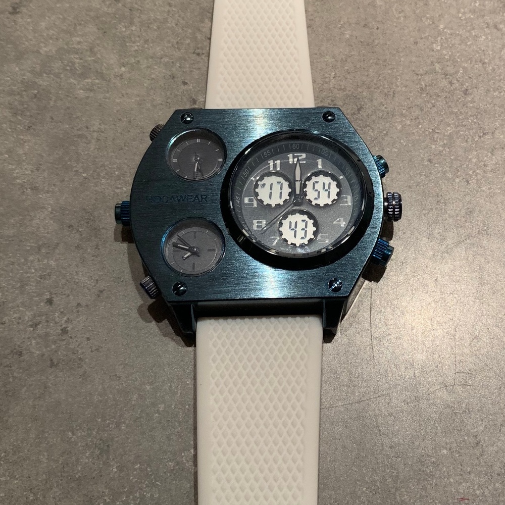 Rocawear Blue SS + White Rubber Watch (RM0109)